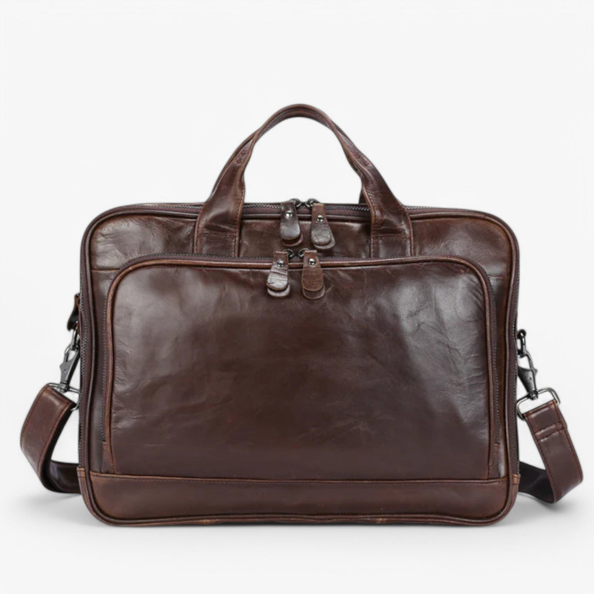 Men's Coffee Brown Leather Laptop Bag for the Office