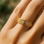 Hollow Zirconia Heart Gold-Tone Ring