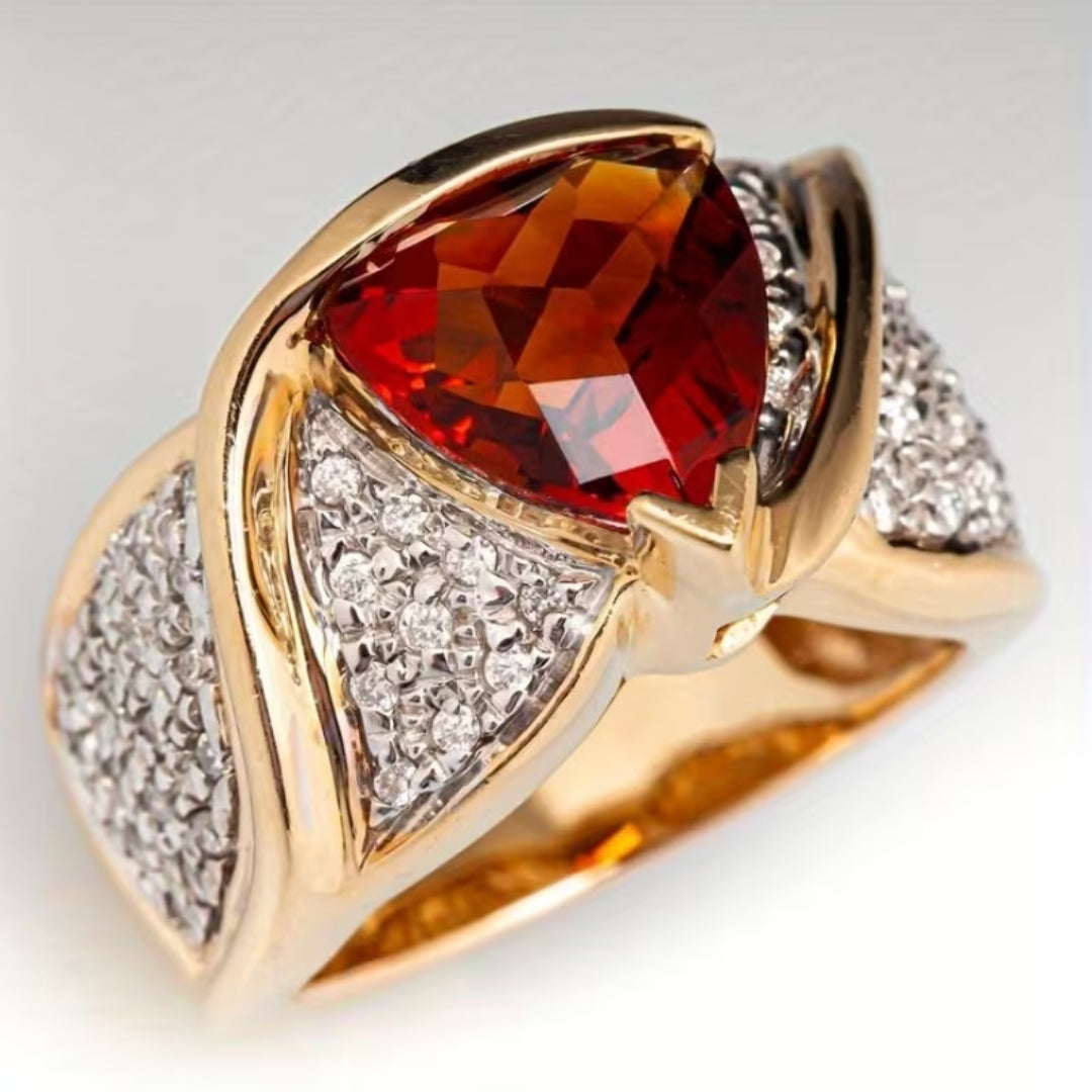 Red Trillion Statement Ring