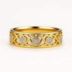 Hollow Zirconia Heart Gold-Tone Ring