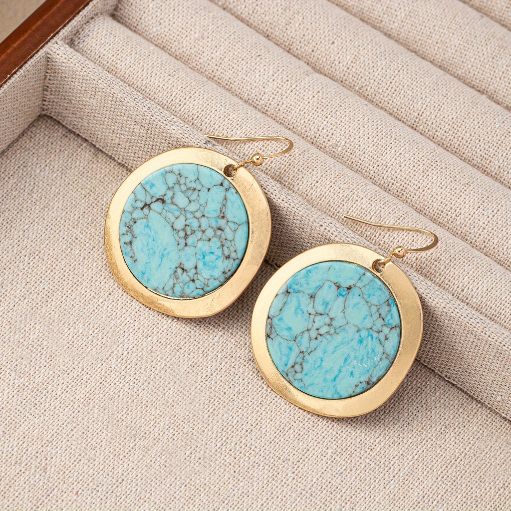 Vintage Bohemian Round Turquoise Earrings