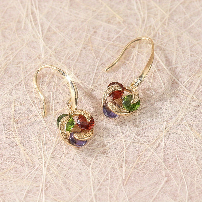 Vintage Colourful Zirconia Pendant Earrings