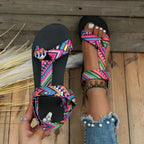 Flat Sandals with Crossover Straps