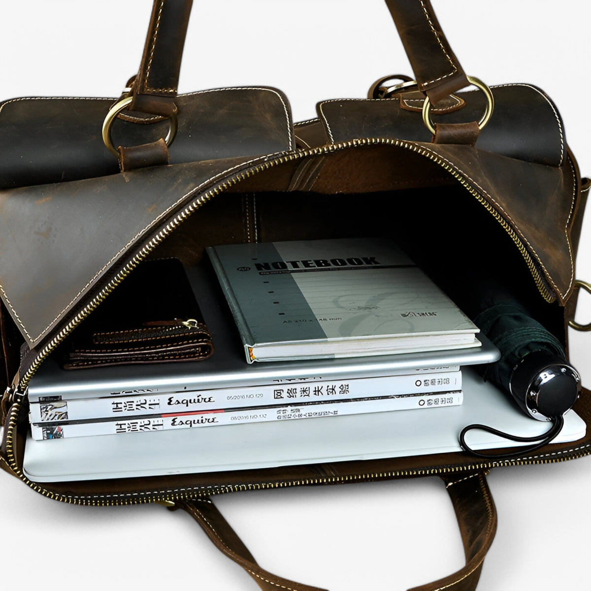 Men's Genuine Vintage Leather Briefcase for Work and Travel
