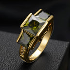 Olive Green Triple Stone Ring