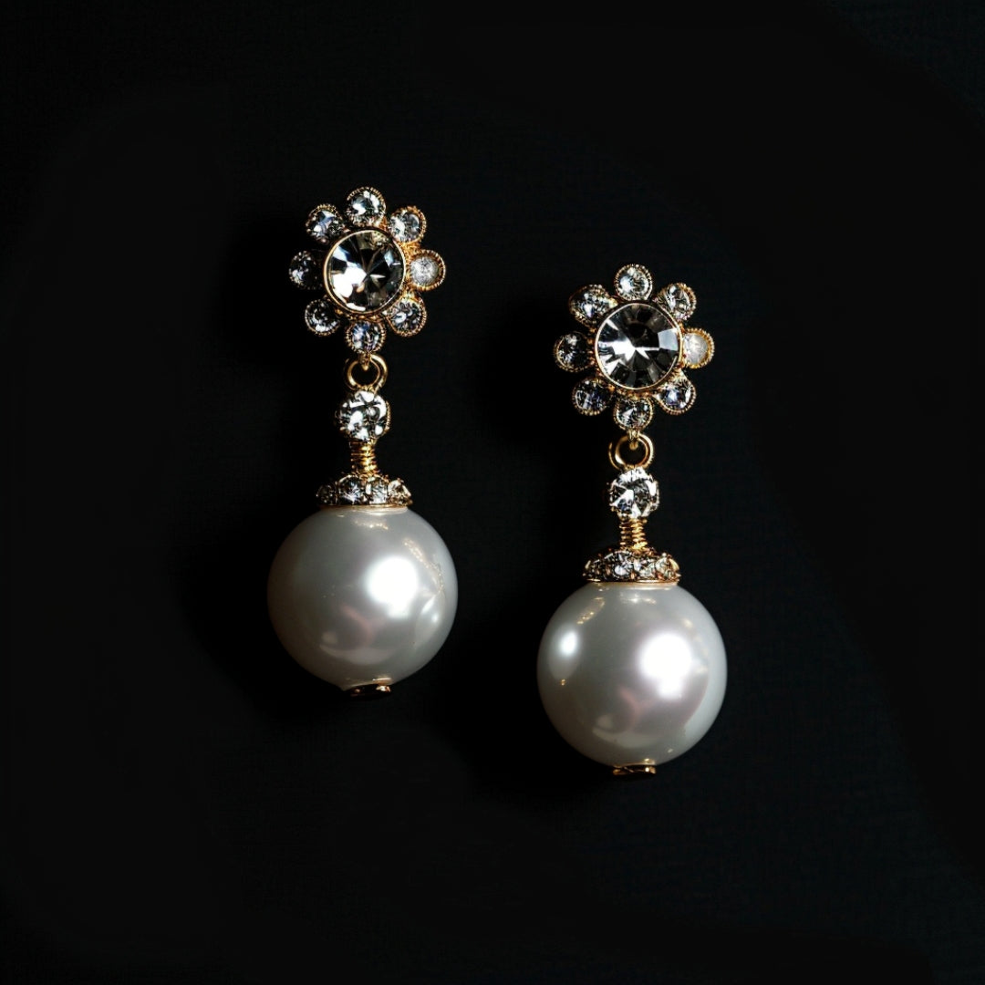 Oorhangers met zirkonia en parel