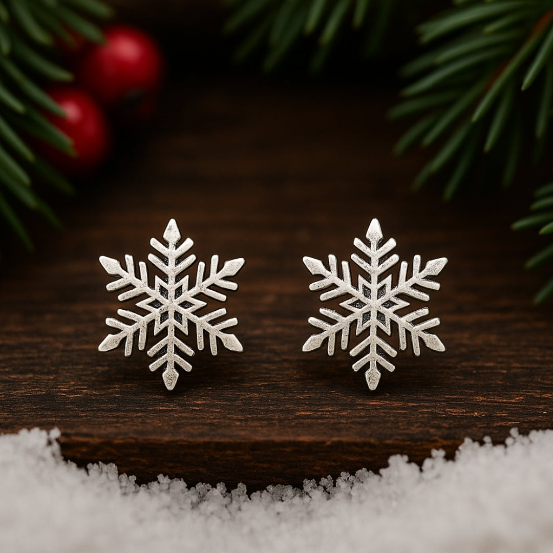 Snowflake Silver-Tone Stud Earrings