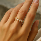 Adjustable Pearl Trail Braided Gold-Tone Ring