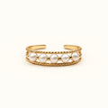 Adjustable Pearl Trail Braided Gold-Tone Ring
