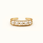 Adjustable Pearl Trail Braided Gold-Tone Ring