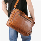 Handcrafted Full-Grain Leather Laptop Bag with Shoulder Strap