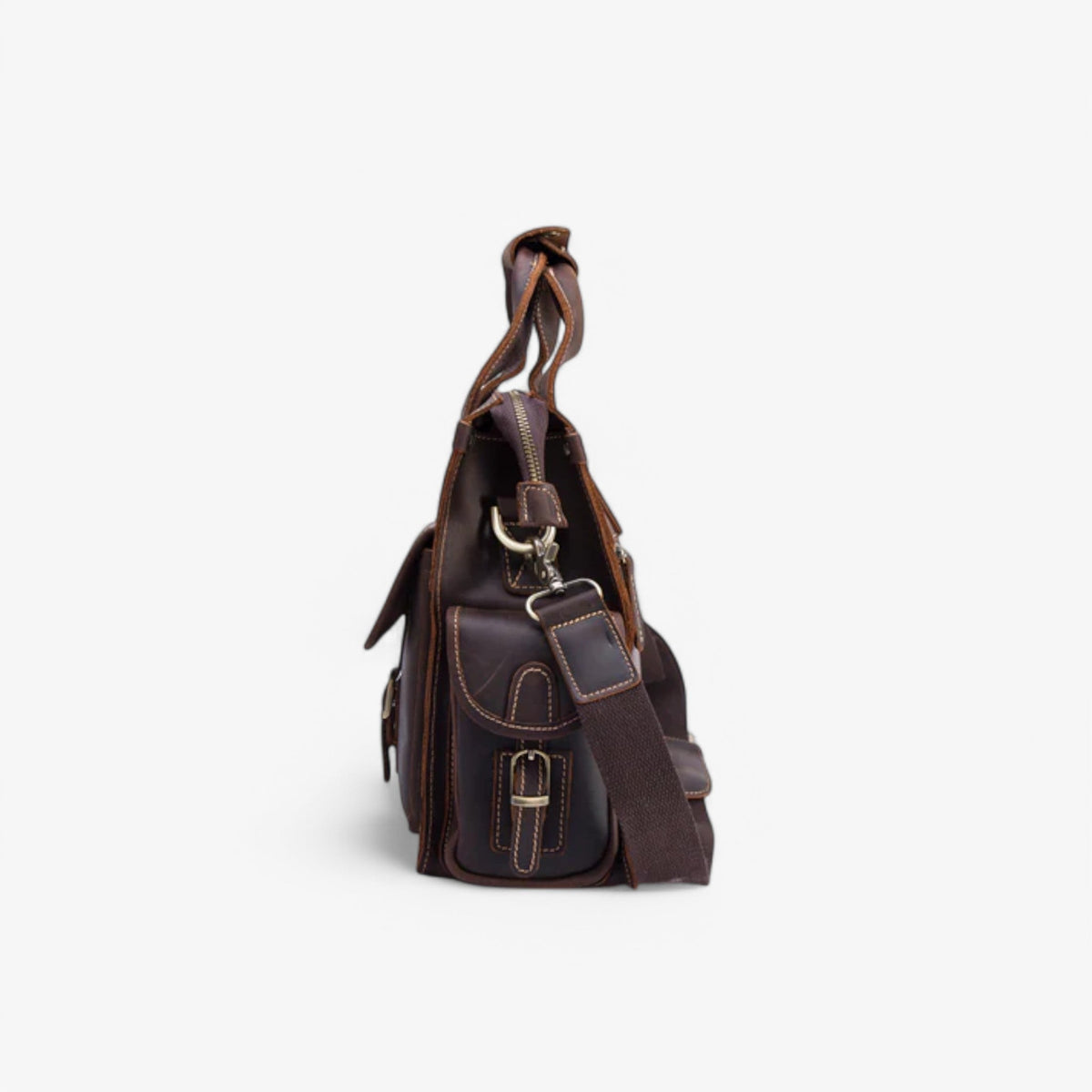 Classic Dark Brown Vintage Leather Document Folder Bag