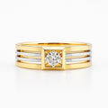 Inlaid Round Crystal Two-Tone Ring