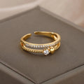 Adjustable Layered Bright Gold-Tone Ring
