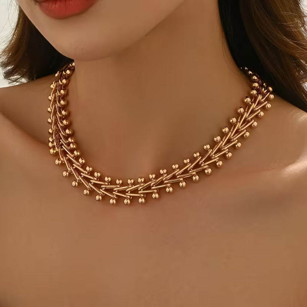 Beaded Link Statement Necklace