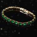 Emerald-Look Tennis Bracelet in Gold Tone