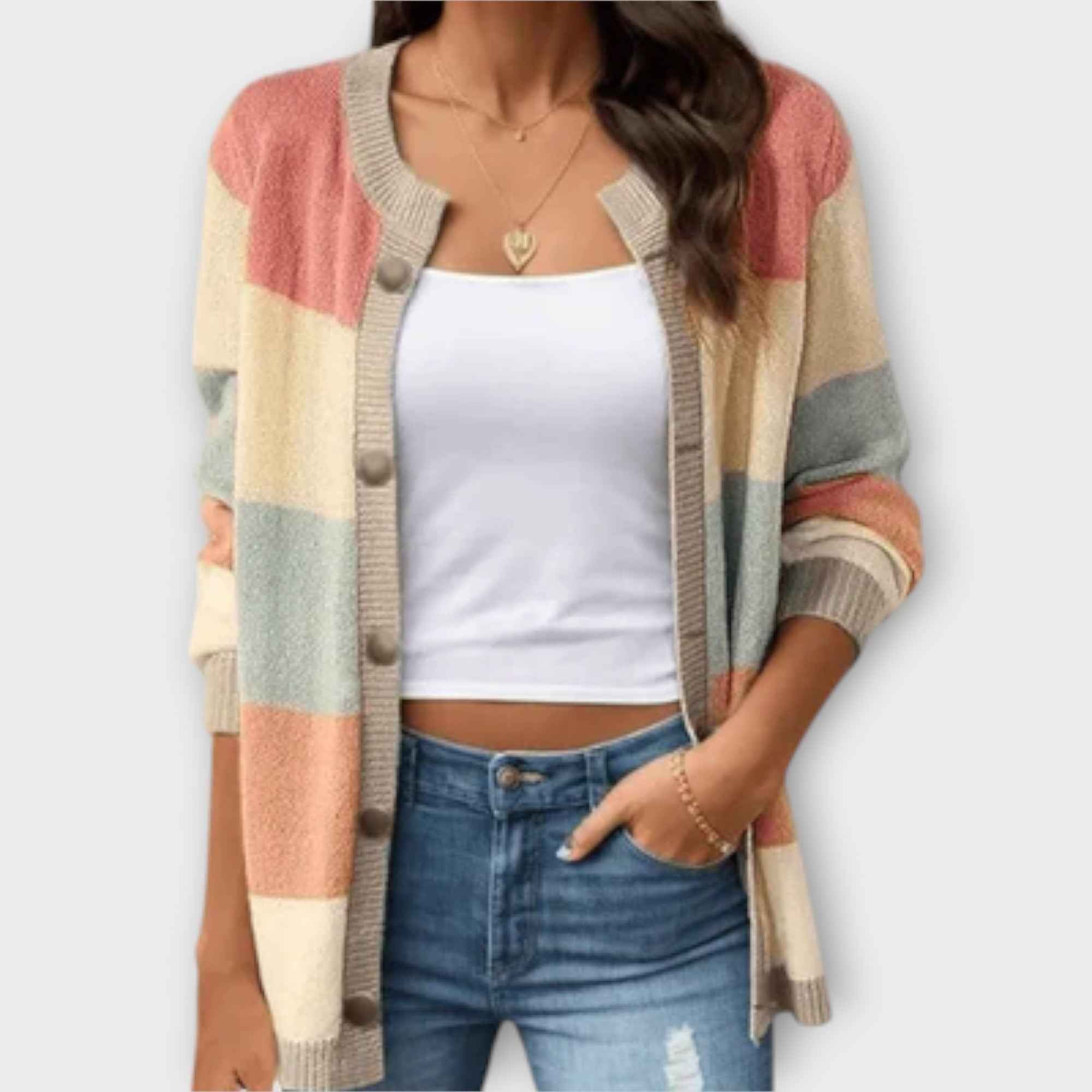 Striped Knit Cardigan with a Relaxed Open-Front Fit