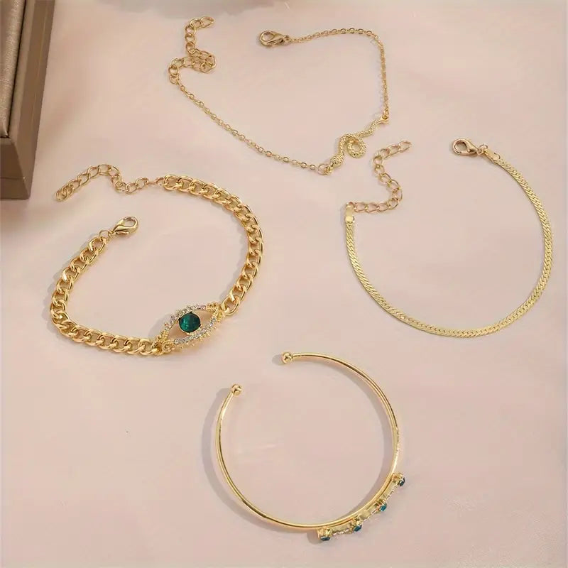 Gold-Tone Bracelet Set with Snake and Eye Motifs