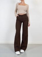 Women's Wide-Leg Trousers with Front Seam Detail