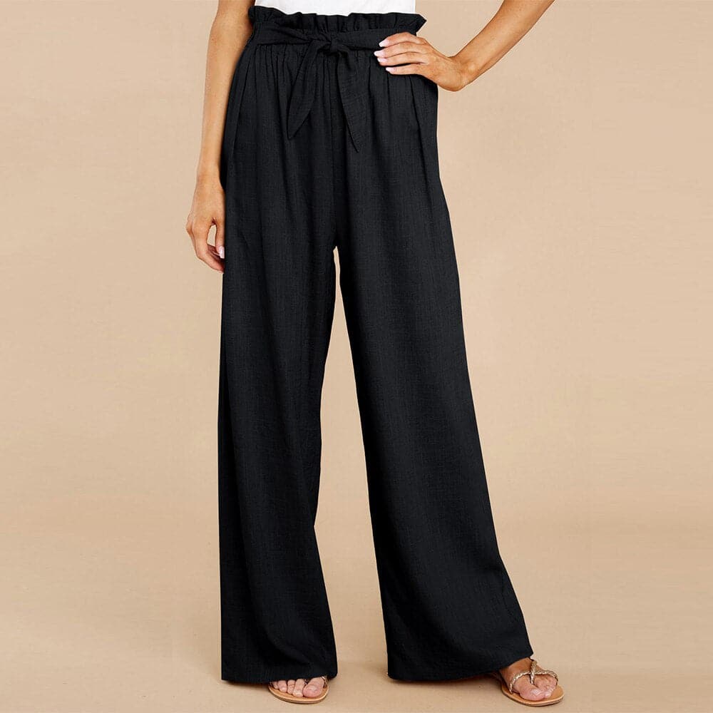 Paperbag-Waist Wide-Leg Trousers