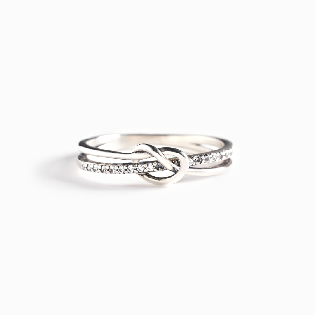 Silver-Tone Mother and Daughter Knot Ring