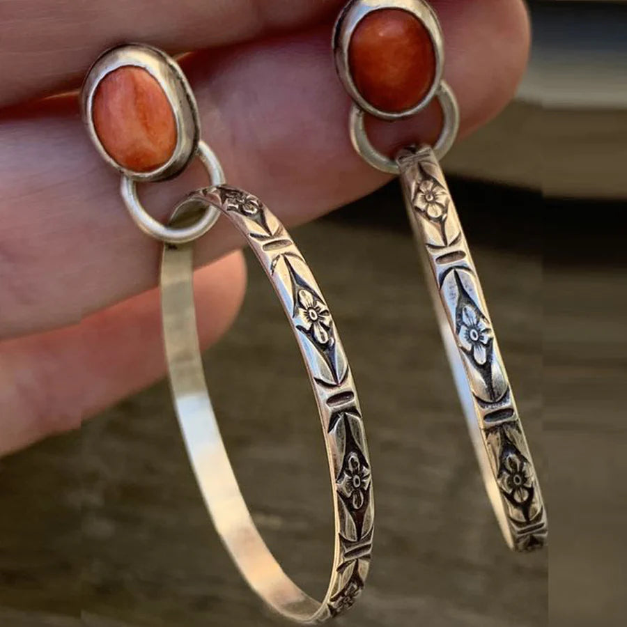 Boho vintage onyx-oorbellen