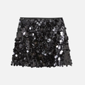 Reflective Sequin Straight Mini Skirt