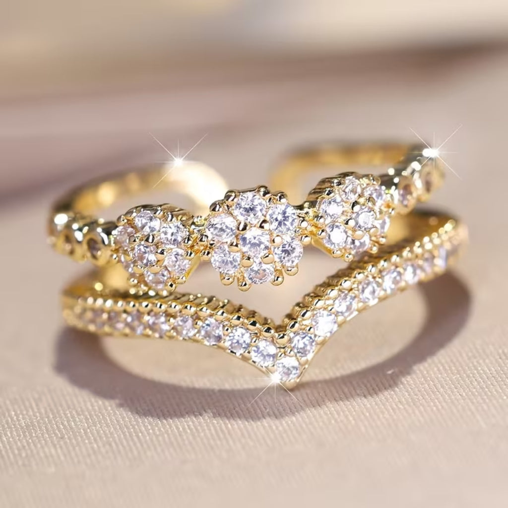 Gold-Tone Bloom Crown Ring