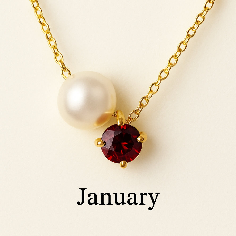 Ketting met geboortesteenhanger van parel en zirkoon