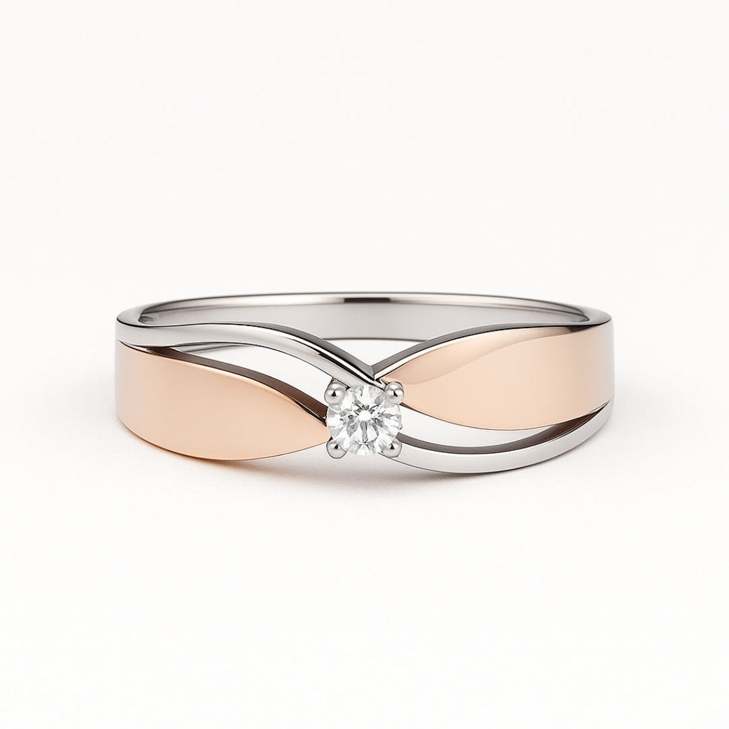 Rosé en zilverkleurige zirkoniaring