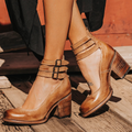 Faux Leather Triple Strap Block Heel Sandals