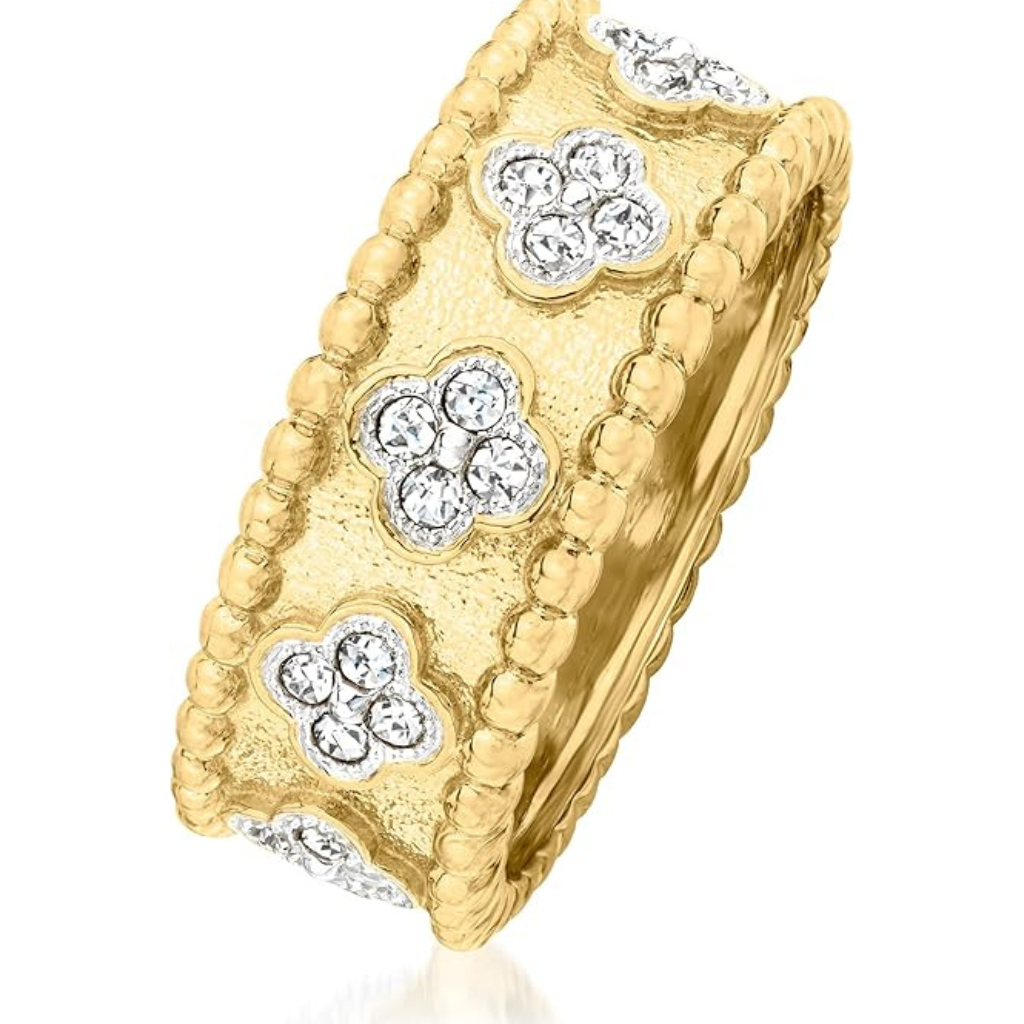 Klaverring met diamantlook