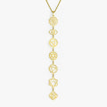 Ketting met zeven stenen en goudkleurige hanger