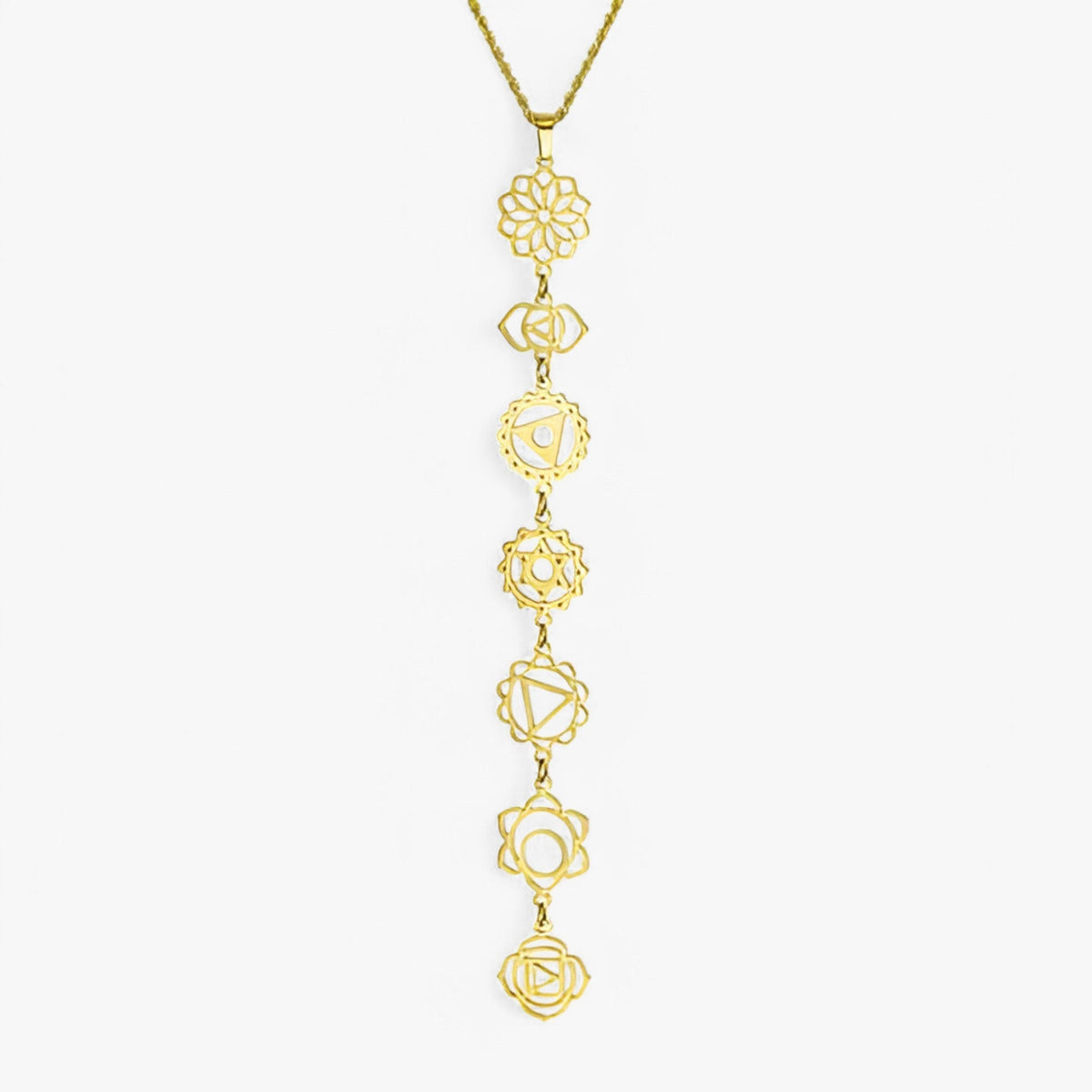 Ketting met zeven stenen en goudkleurige hanger