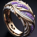 Amethyst-Look Leaf Wave Ring