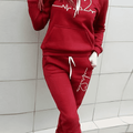 Heart Print Hoodie and Joggers Two-Piece Lounge Set