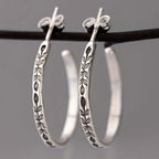 Slim Silver-Tone Hoop Earrings
