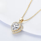 Halo-ketting met hart en moissaniet