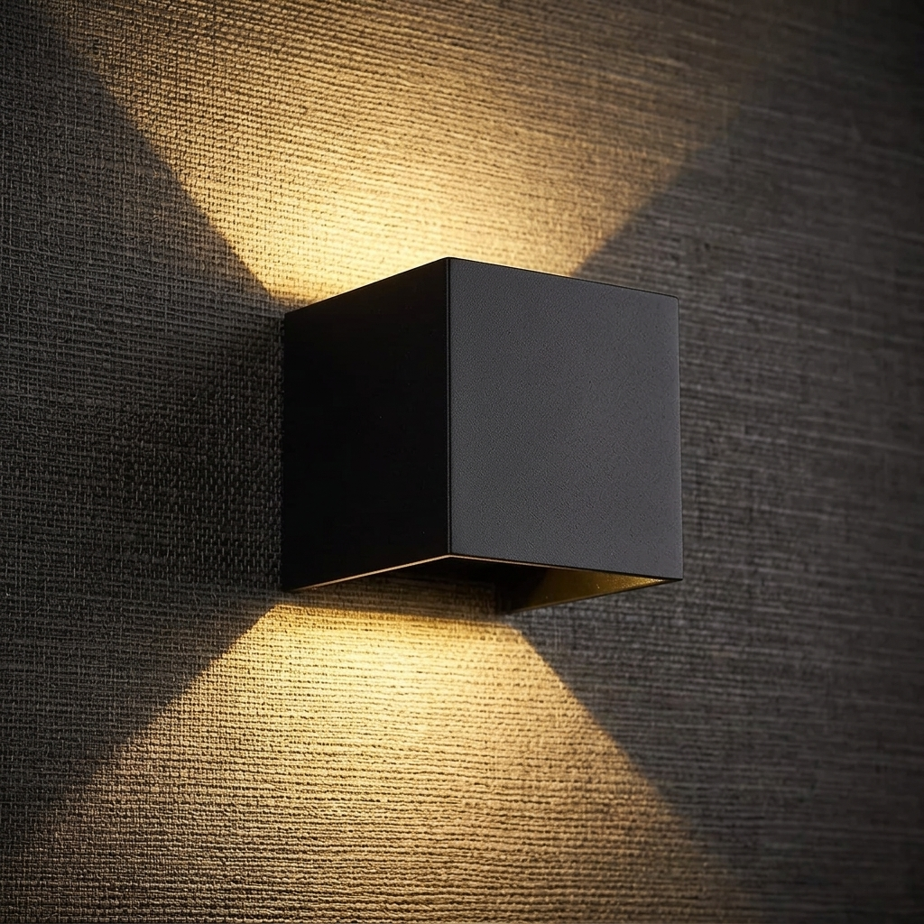 Minimalist Matte Black Cube Wall Sconce
