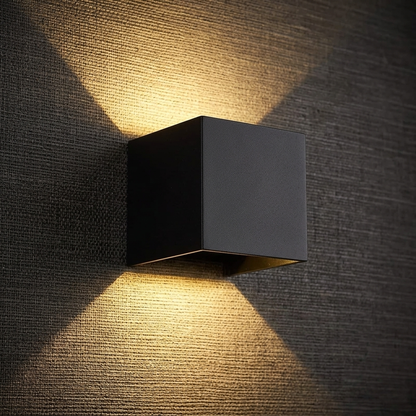 Minimalist Matte Black Cube Wall Sconce