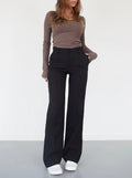 Women's Wide-Leg Trousers with Front Seam Detail