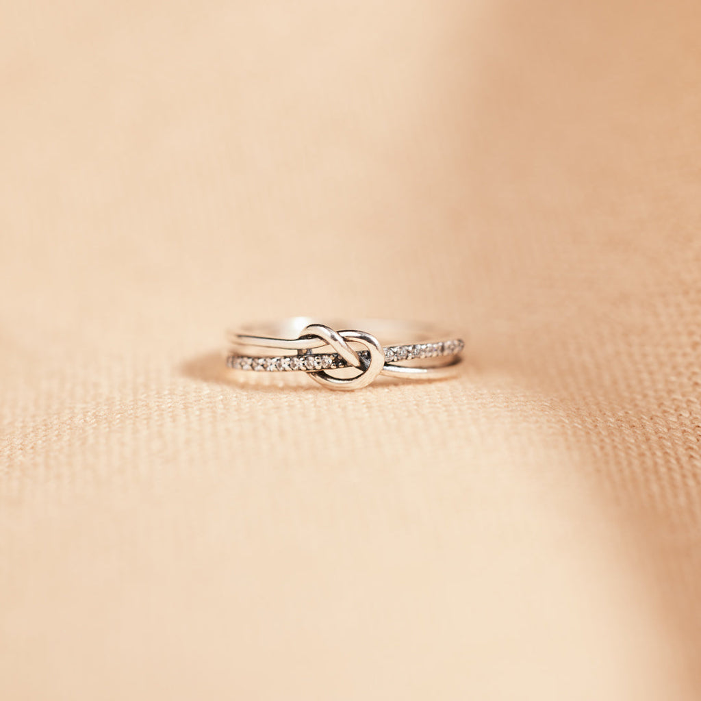 Silver-Tone Mother and Daughter Knot Ring