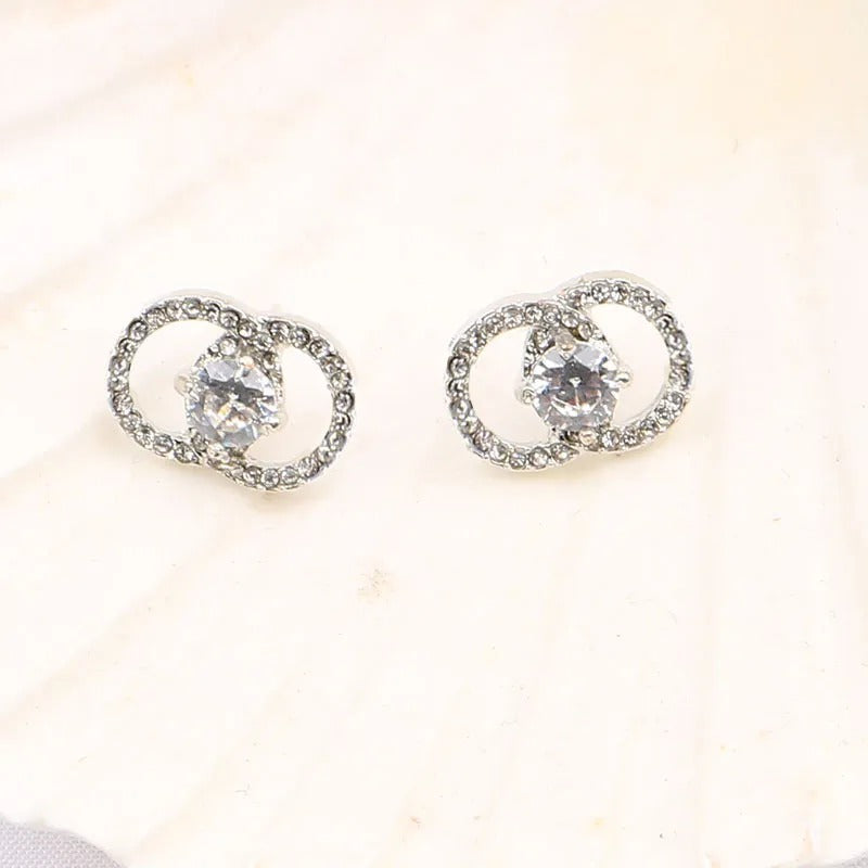 Vintage-Style Bright Spiral Zirconia Earrings