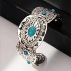 Vintage-Style Stamped Turquoise Cuff Bracelet
