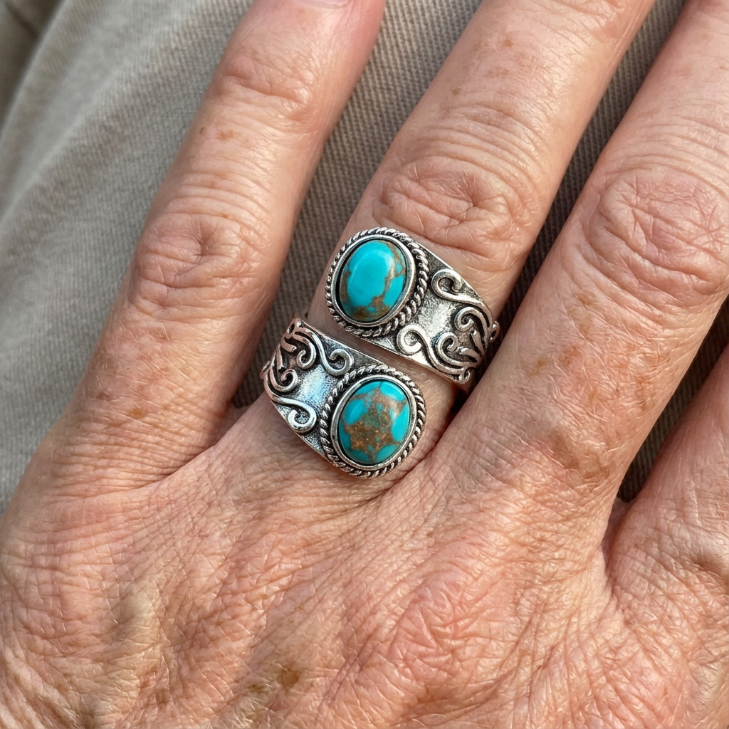 Vintage Turquoise Cross Band Ring