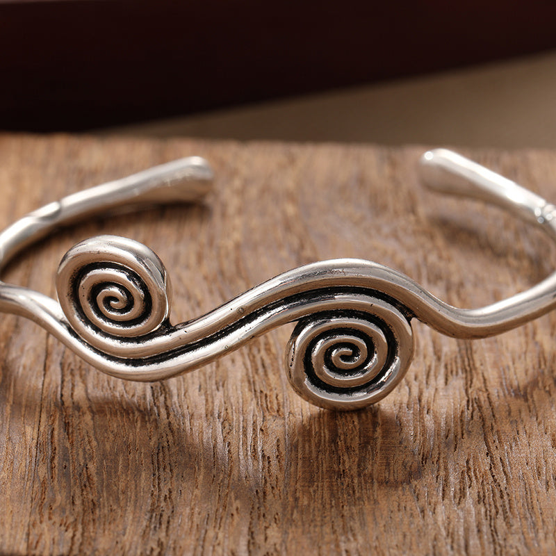 Vintage-Style Spiral Cuff Bangle