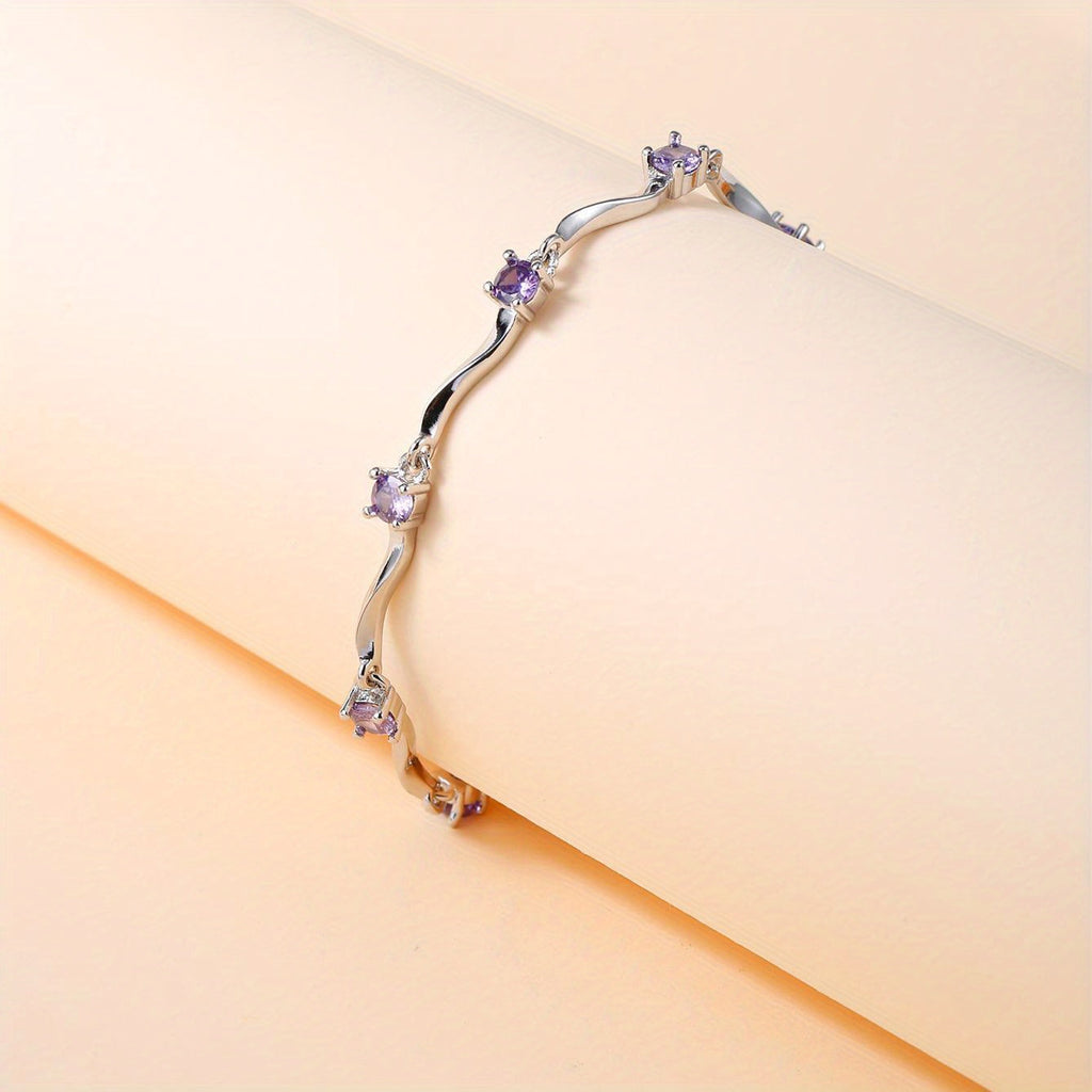 Wavy Purple Synthetic Zirconia Bracelet