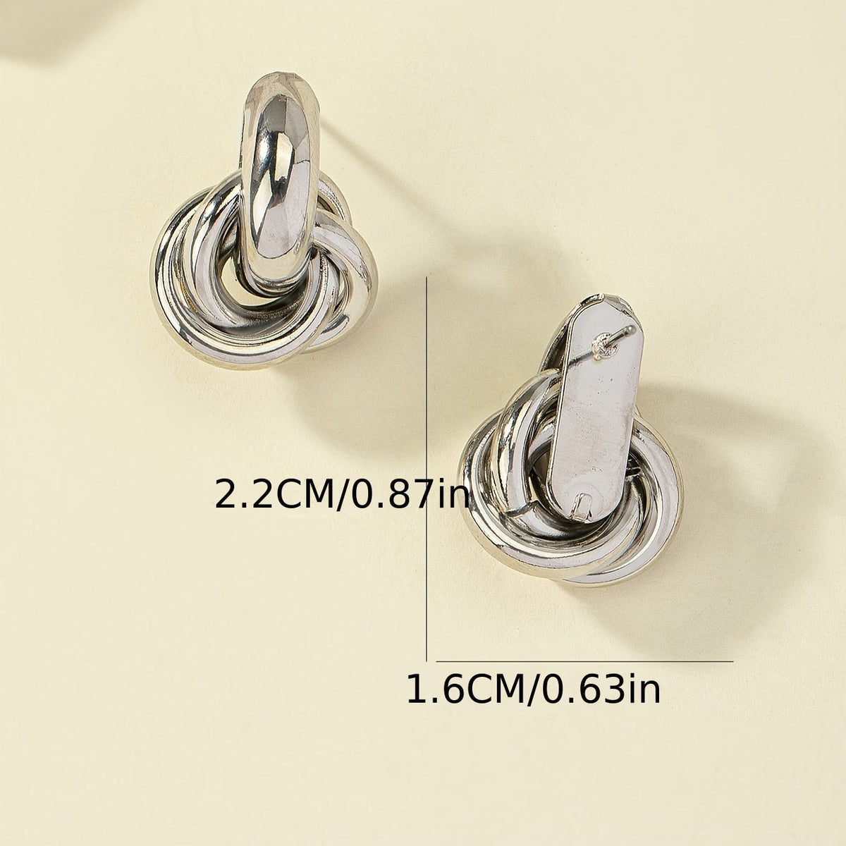 Silver-Plated Geometric Interlocking Hoop Earrings