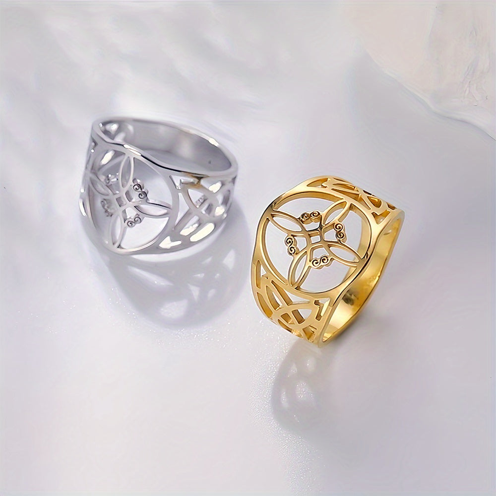 Vintage-Style Celtic Cross Button Ring