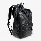 Men's Water-Repellent Black PU Backpack for Commuting